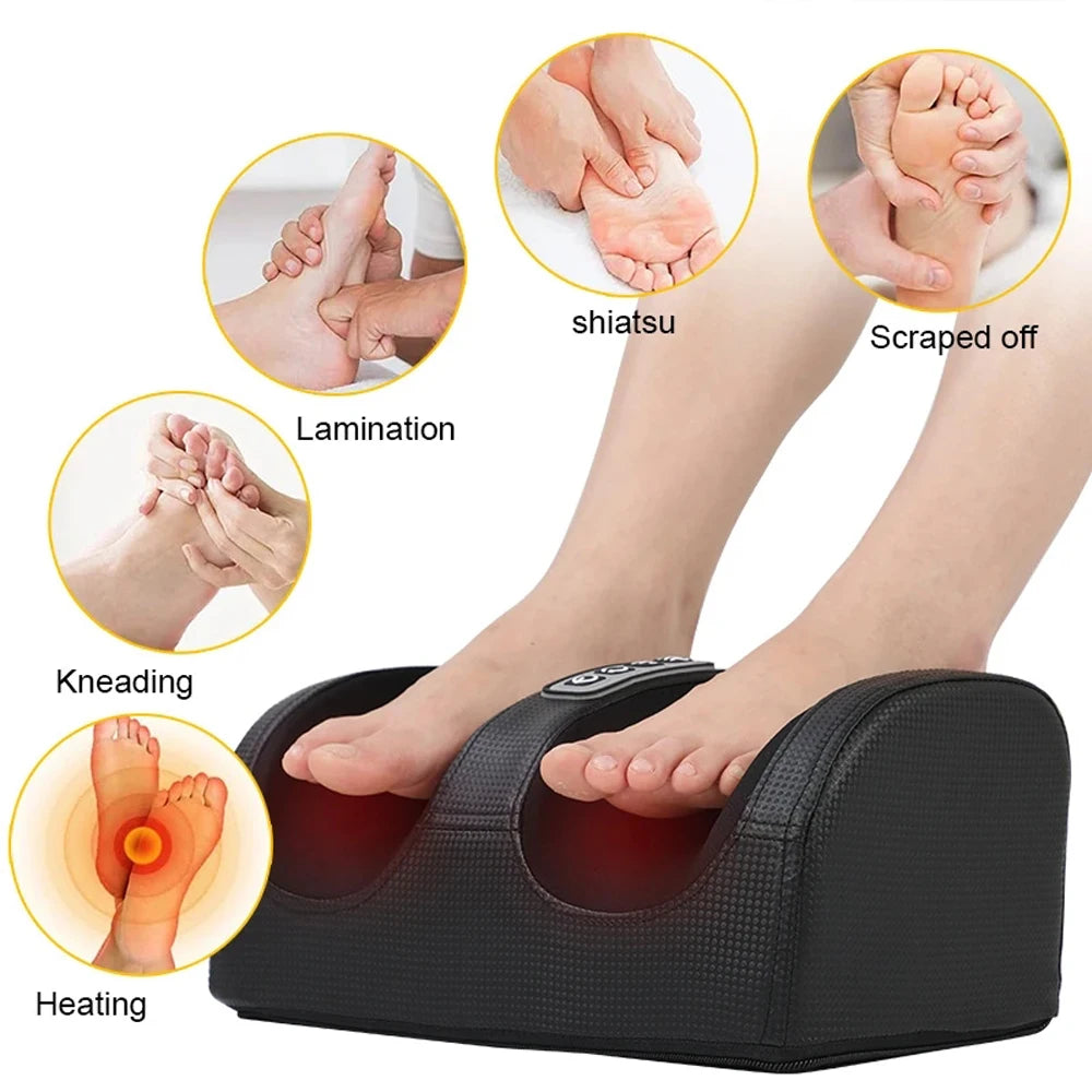 Electric Foot Massager - Deep Tissue Kneading with Heat, Rollers for Calf Pain Relief and Muscle Relaxation