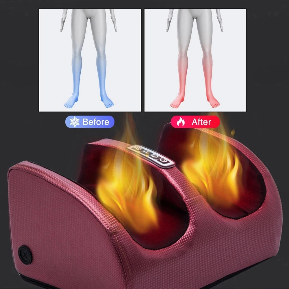 Electric Foot Massager - Deep Tissue Kneading with Heat, Rollers for Calf Pain Relief and Muscle Relaxation